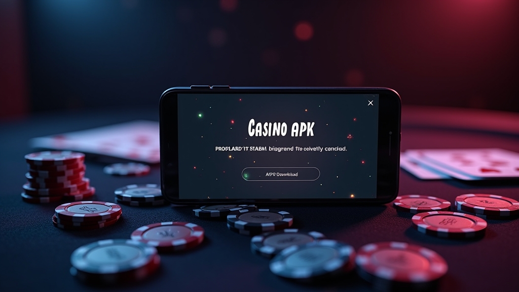 Smartphone mit APK-Download und Sicherheitsprüfung im Casino-Look